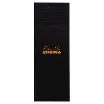 Rhodia Notizblock – 74 × 210 mm – kariert – 80 Blatt – Klammerbindung, perforiert – schwarz
