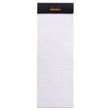 Rhodia Notizblock – 74 × 210 mm – kariert – 80 Blatt – Klammerbindung, perforiert – schwarz