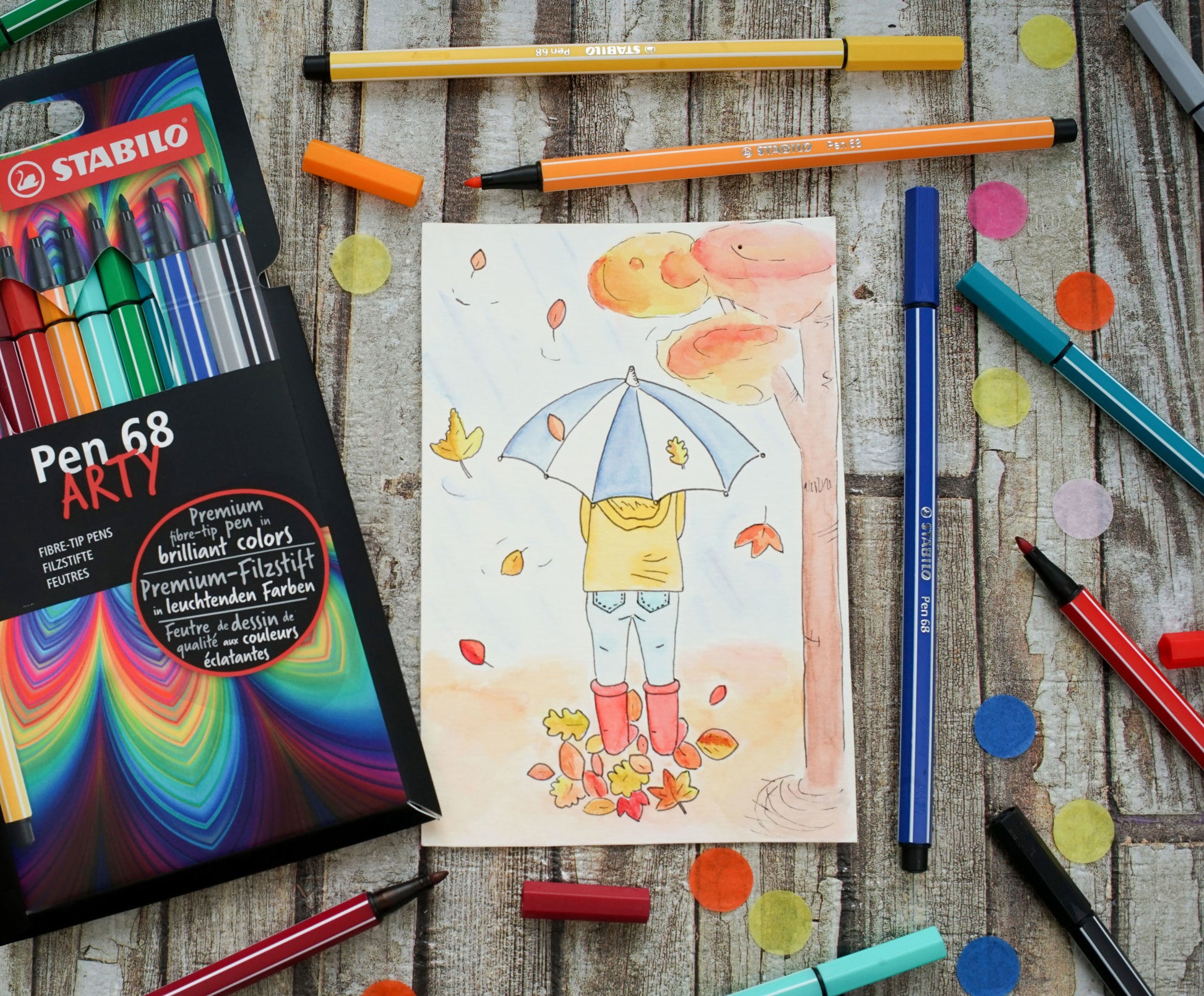 STABILO Pen 68 Arty Filzstifte – Rundspitze, 1 mm, wasserbasiert, 24 Farben