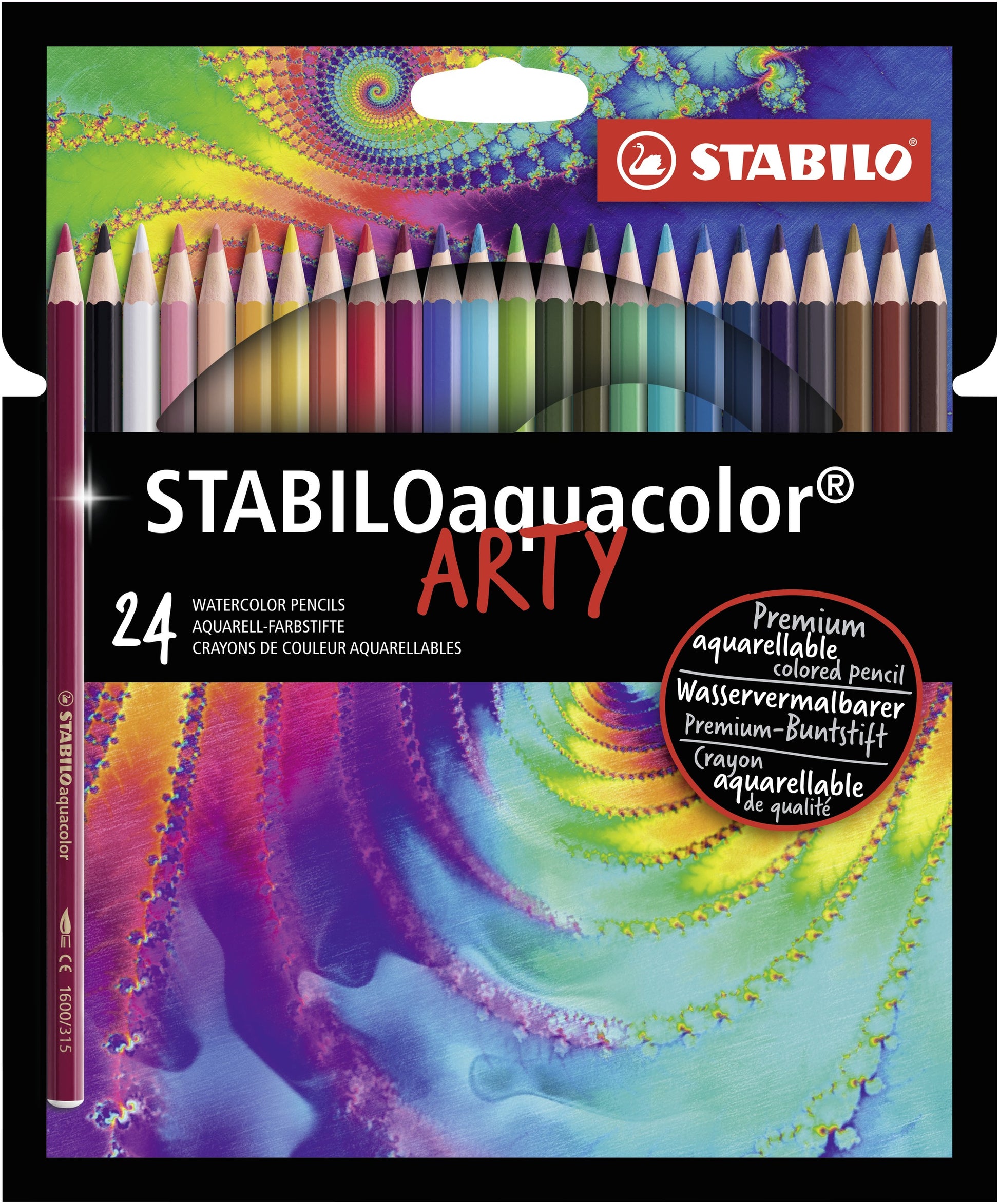 STABILO Aquarellfarbstifte aquacolor Arty – 24 Farben, Ø 2,8 mm