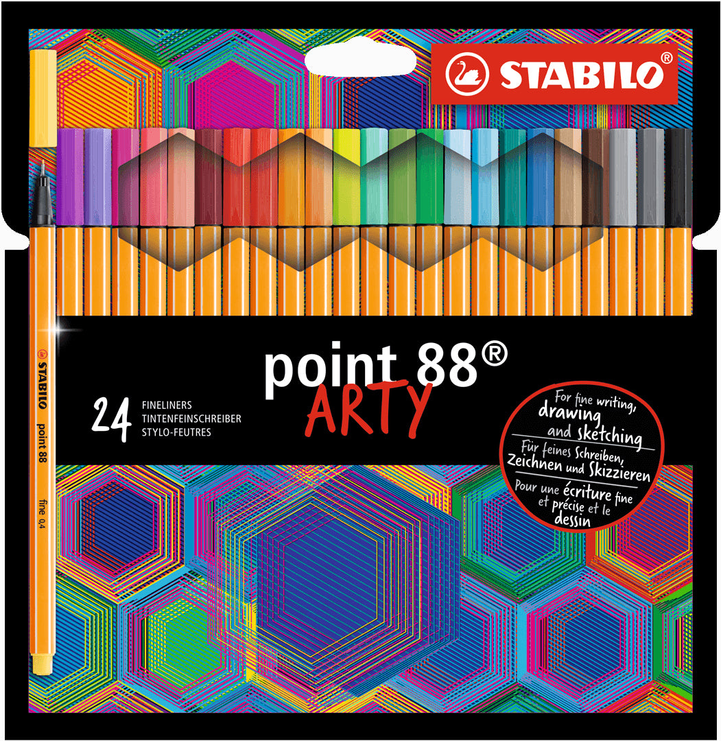 STABILO point 88 ARTY Fineliner – 24 Stk., 0,4 mm, sortiert, Cap-Off