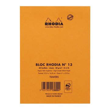 Rhodia Notizblock – A6 – liniert – 80 Blatt – perforiert – orange – PEFC