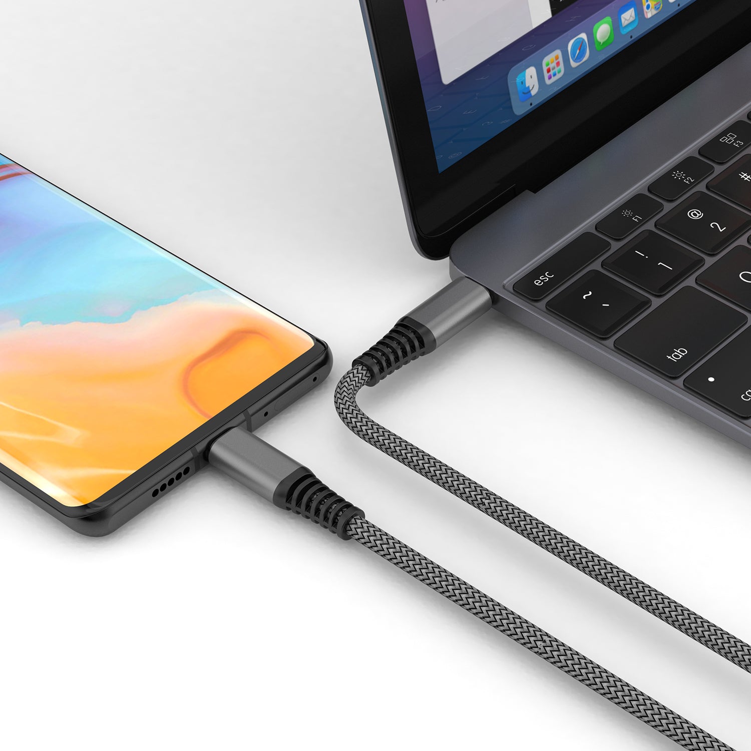 4smarts USB-C auf USB-C Kabel – USB 2.0 (480 Mbit/s) – 1,5 m – PD 100 W – Geflochten – Schwarz
