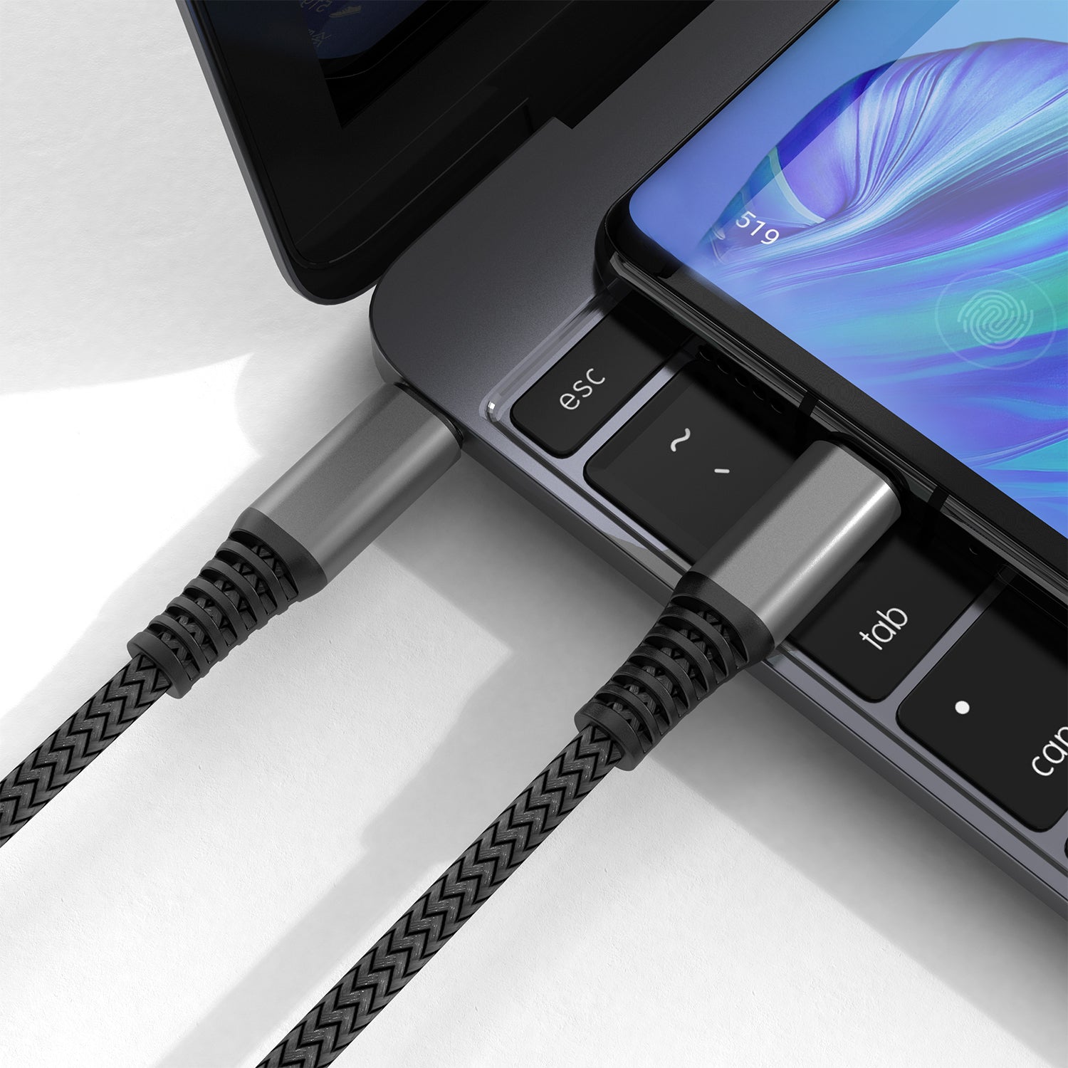 4smarts USB-C auf USB-C Kabel – USB 2.0 (480 Mbit/s) – 1,5 m – PD 100 W – Geflochten – Schwarz
