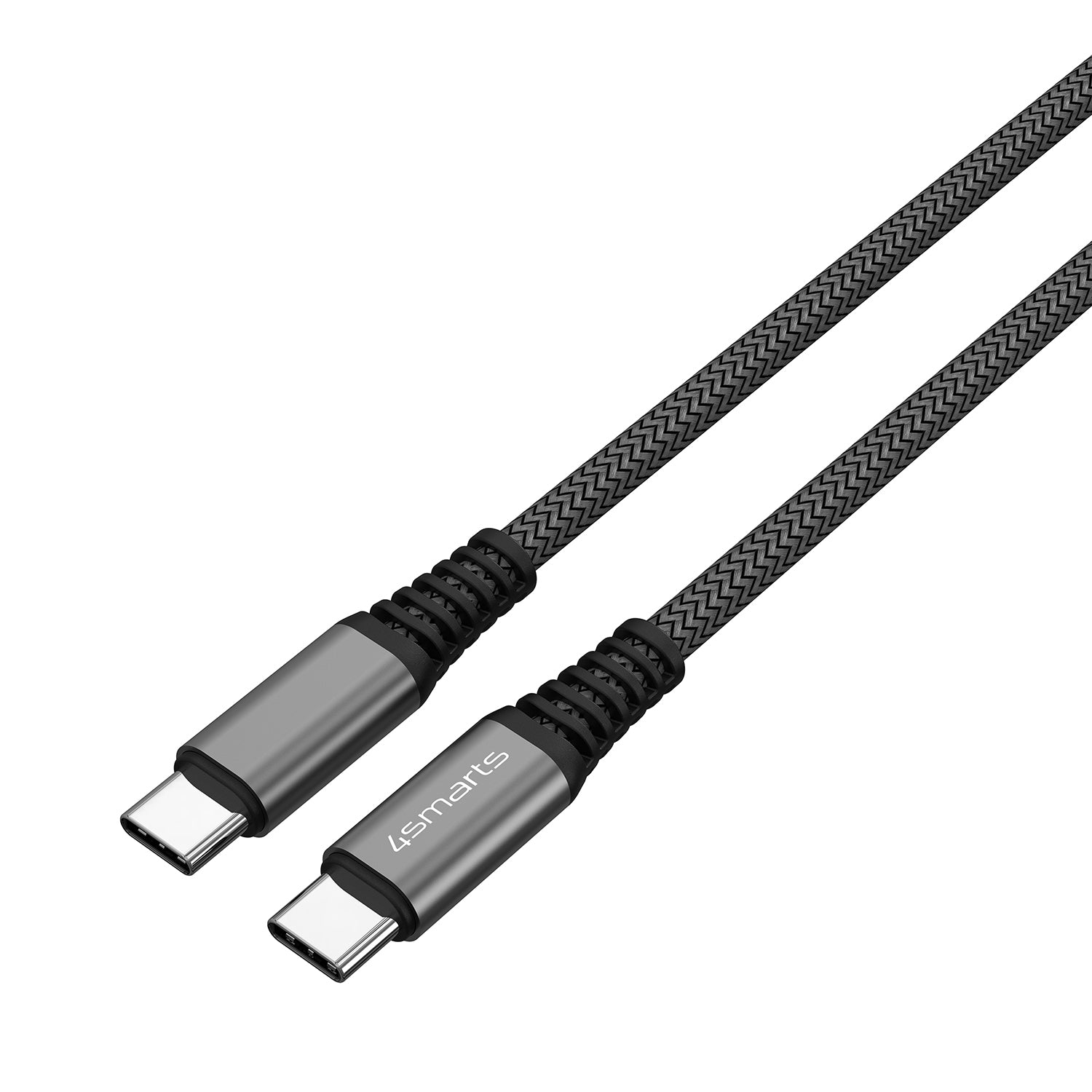 4smarts USB-C auf USB-C Kabel – USB 2.0 (480 Mbit/s) – 1,5 m – PD 100 W – Geflochten – Schwarz
