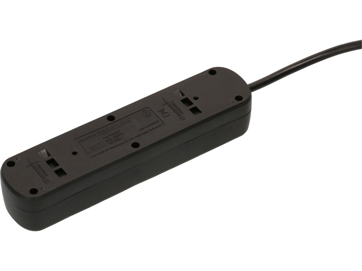 Max Hauri AG Max Hauri Basic-Line Steckdosenleiste – 5× T13, 5 m, ohne Schalter, mit Überstromschutz, schwarz