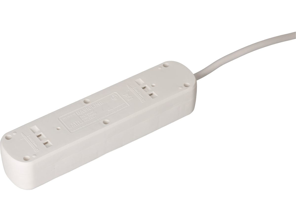 Max Hauri AG Max Hauri Basic-Line Steckdosenleiste – 5× T13, 5 m, ohne Schalter, Überstromschutz, weiss