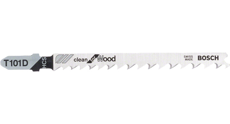 Bosch Professionelles T101D Stichsägeblatt 100 mm HCS – für Holz – 5 Stk – variabler Klingenzahnabstand 4–5,2 mm