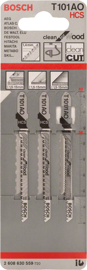 Bosch Professional T 101 AO Stichsägeblatt 83 mm HCS – für Holz – 3 Stk