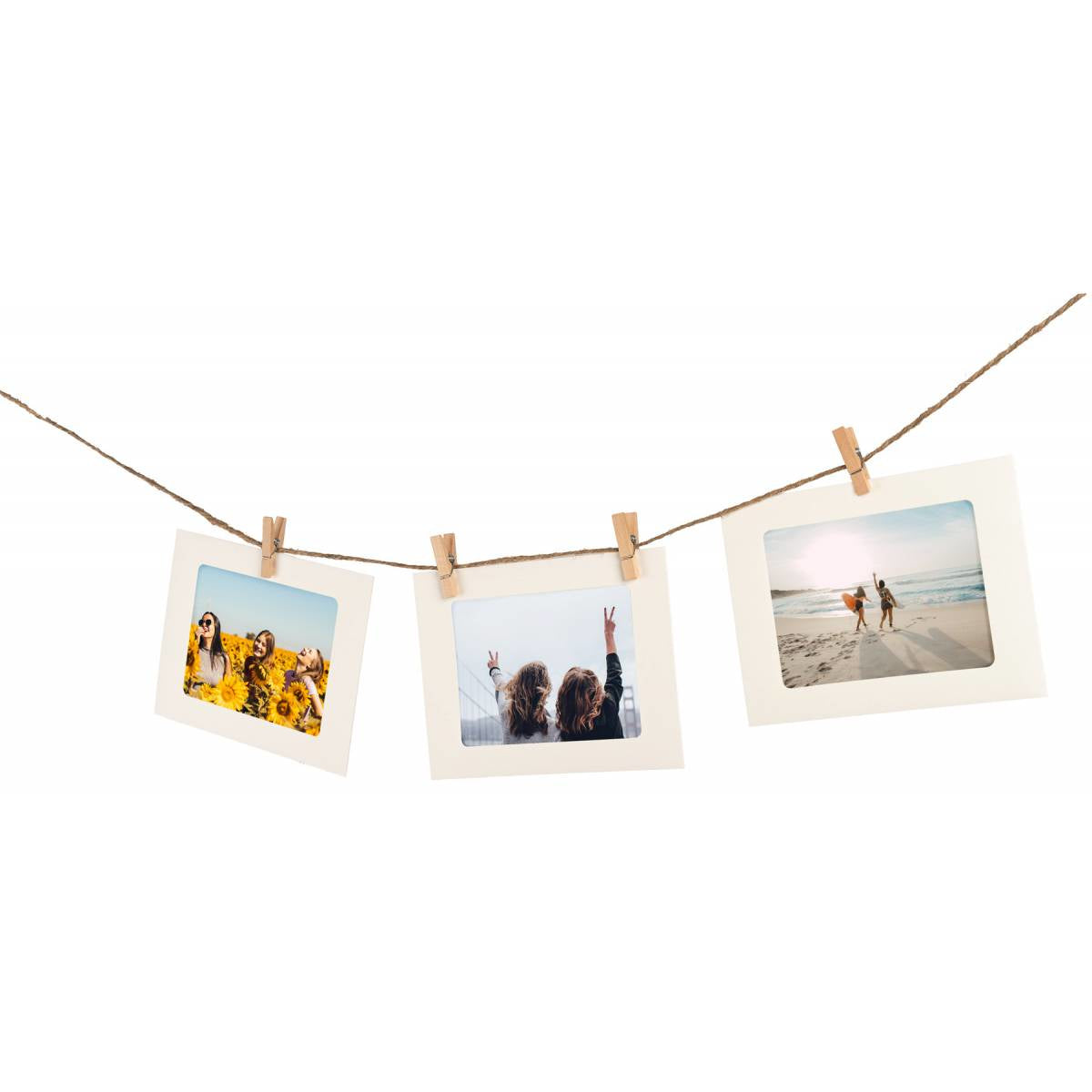 Walther Fotogirlande Pimp 'N Create, Papier, Weiss, 10 × 180 cm, mit Holzklammern – eco:plus