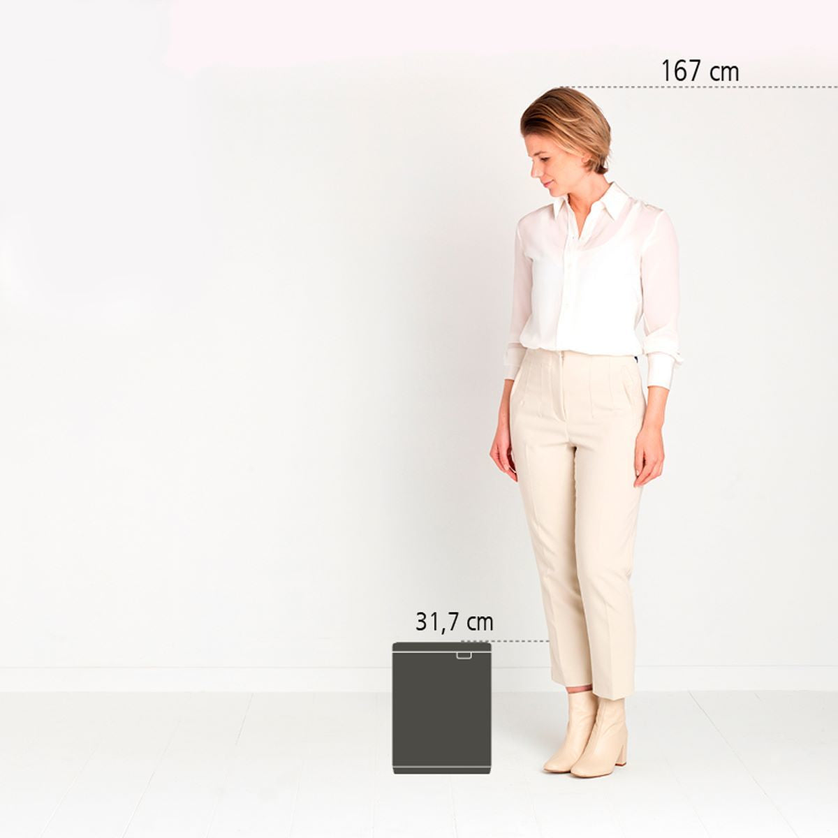 Brabantia Kosmetikeimer – 7 l – Stahl, rechteckig – Weiss – Soft-Close