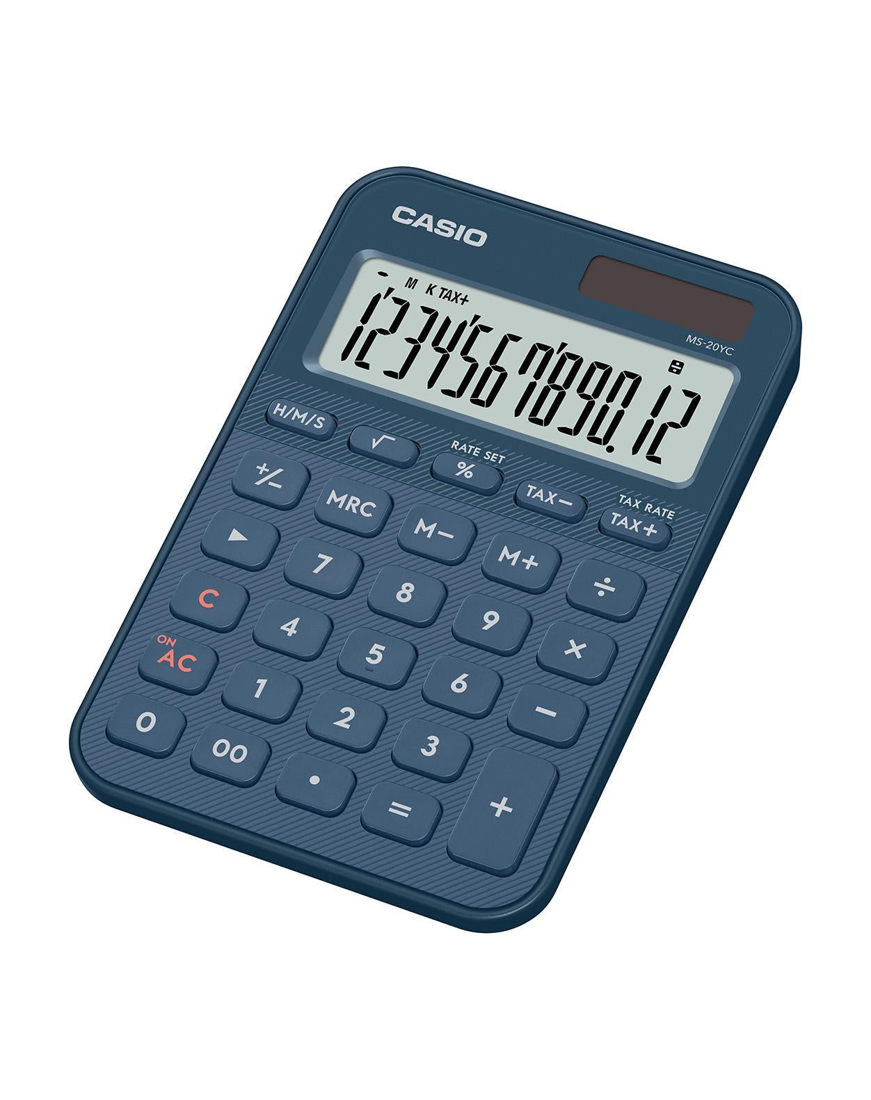 Casio Tischrechner MS-20YC – 12-stellig – Solar/Batterie – Blau