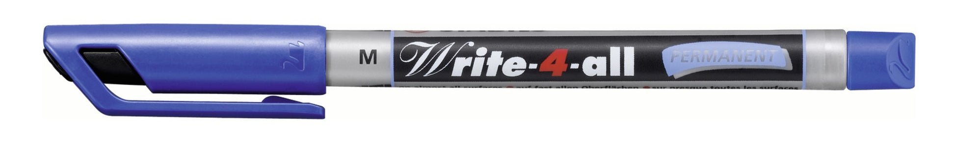 STABILO Write-4-all Permanentmarker – Rundspitze 1 mm – Blau – für Glas, Metall und Kunststoff