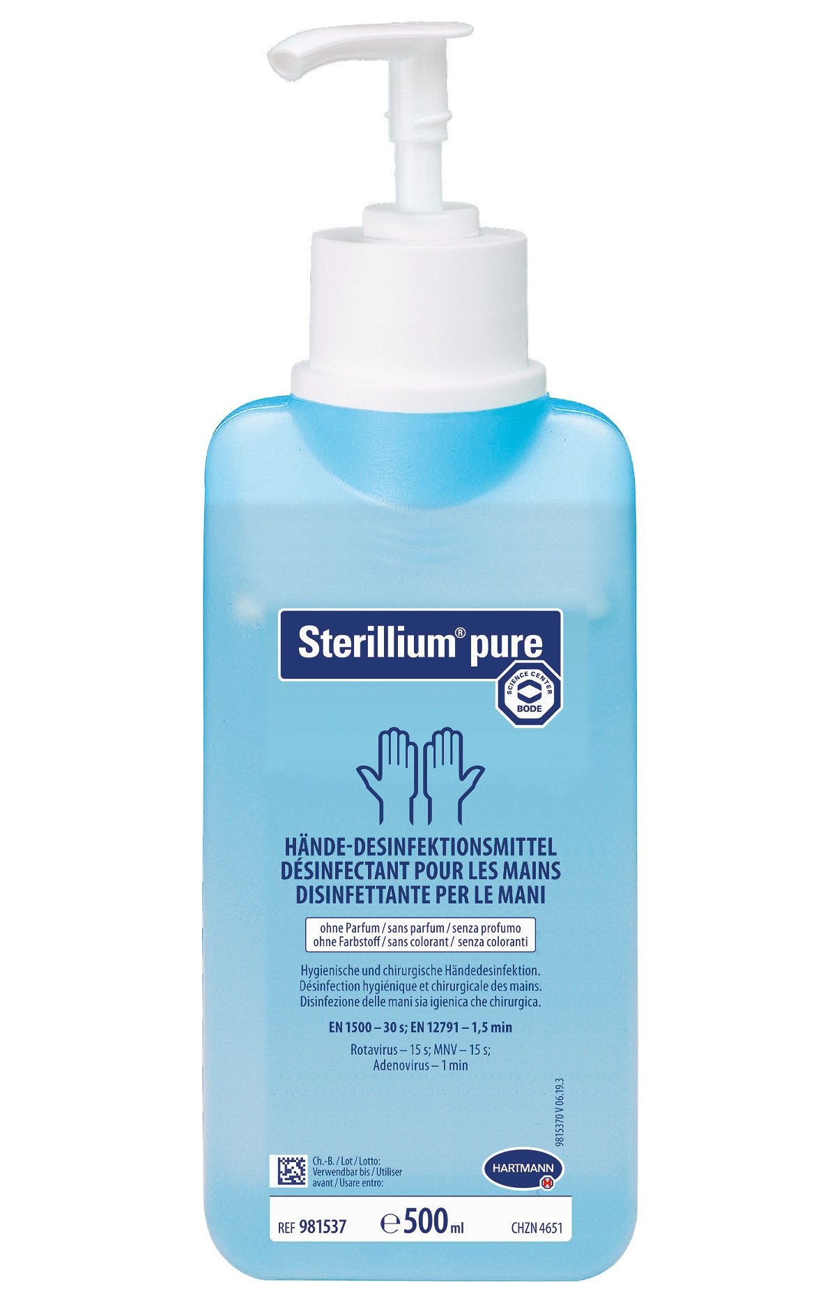 Sterillium Händedesinfektionsmittel Pure – Pumpenflasche – 500 ml