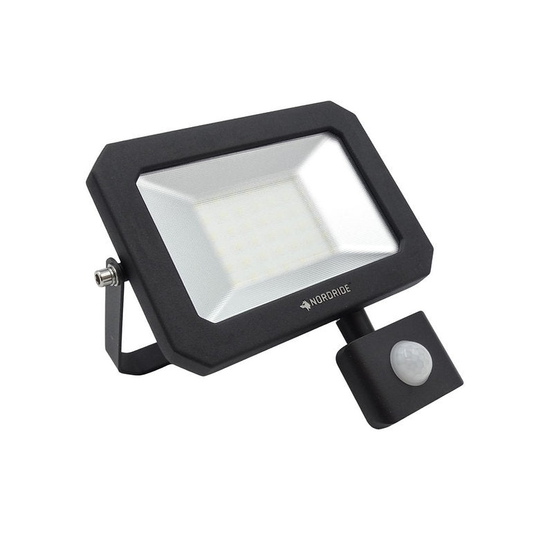 NORDRIDE Aussenwandleuchte – 30 W, Neutralweiss, 5000 K, IP54, Netzbetrieb, mit Bewegungsmelder, Schwarz
