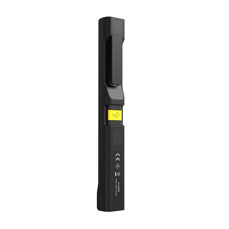 Nordride Handl Flex Taschenlampe – 200 lm, IP54, 600 mAh Akku, USB-C, Magnet – Schwarz