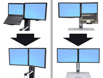 Ergotron WorkFit Convert-to-dual Kit – Sitz-Steh-Arbeitsplatz – 2 Monitore – 22" – für WorkFit-S, WorkFit-C