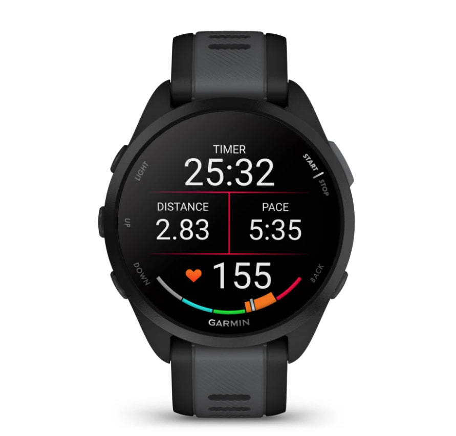 Garmin Forerunner 165 – GPS-Smartwatch – 43 mm, 1,2", WLAN, Schwarz, Sportarmband