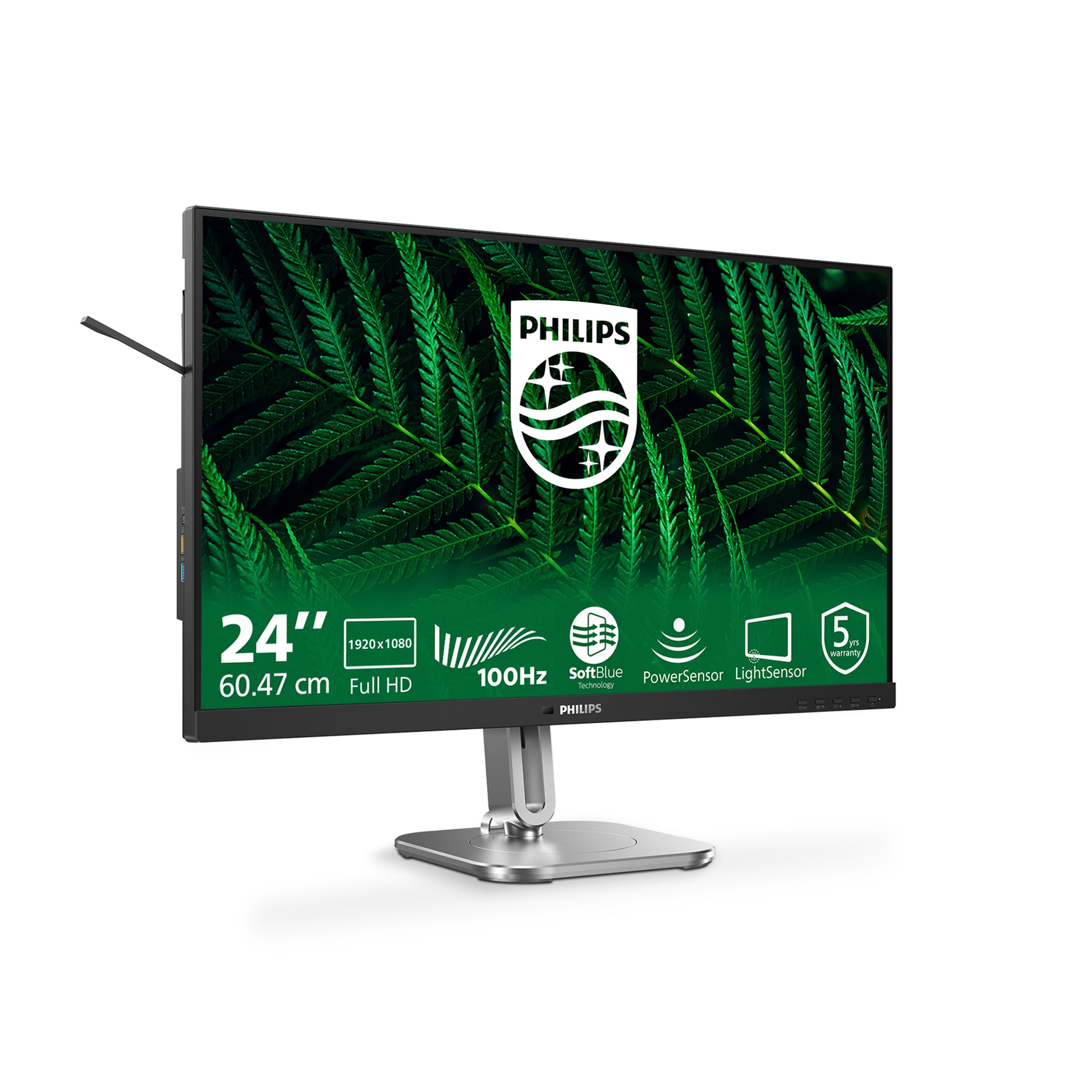 Philips 24B2G5200/00 – Monitor, 23,8" 1920 × 1080 (Full HD), IPS, 100 Hz, 300 cd/m², VESA 100 × 100, Grau