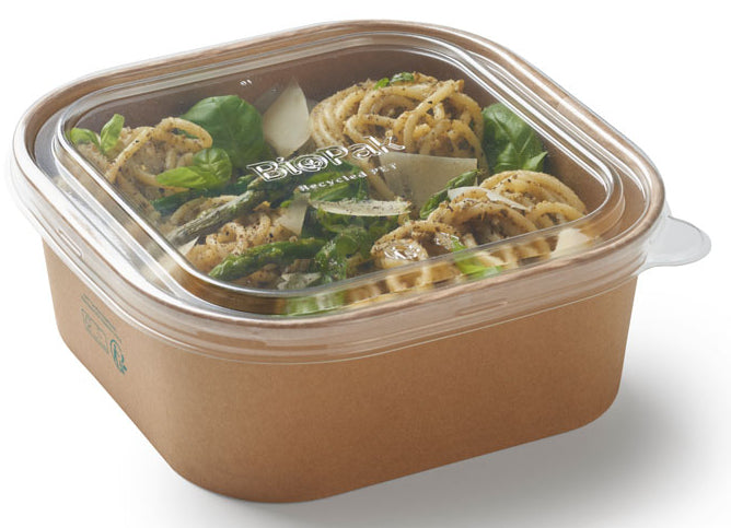 BioPak Take-away-Box, Papier/Karton, PLA-beschichtet – 1,2 l, 172 × 170 × 65 mm, braun – FSC – 40 Stk.
