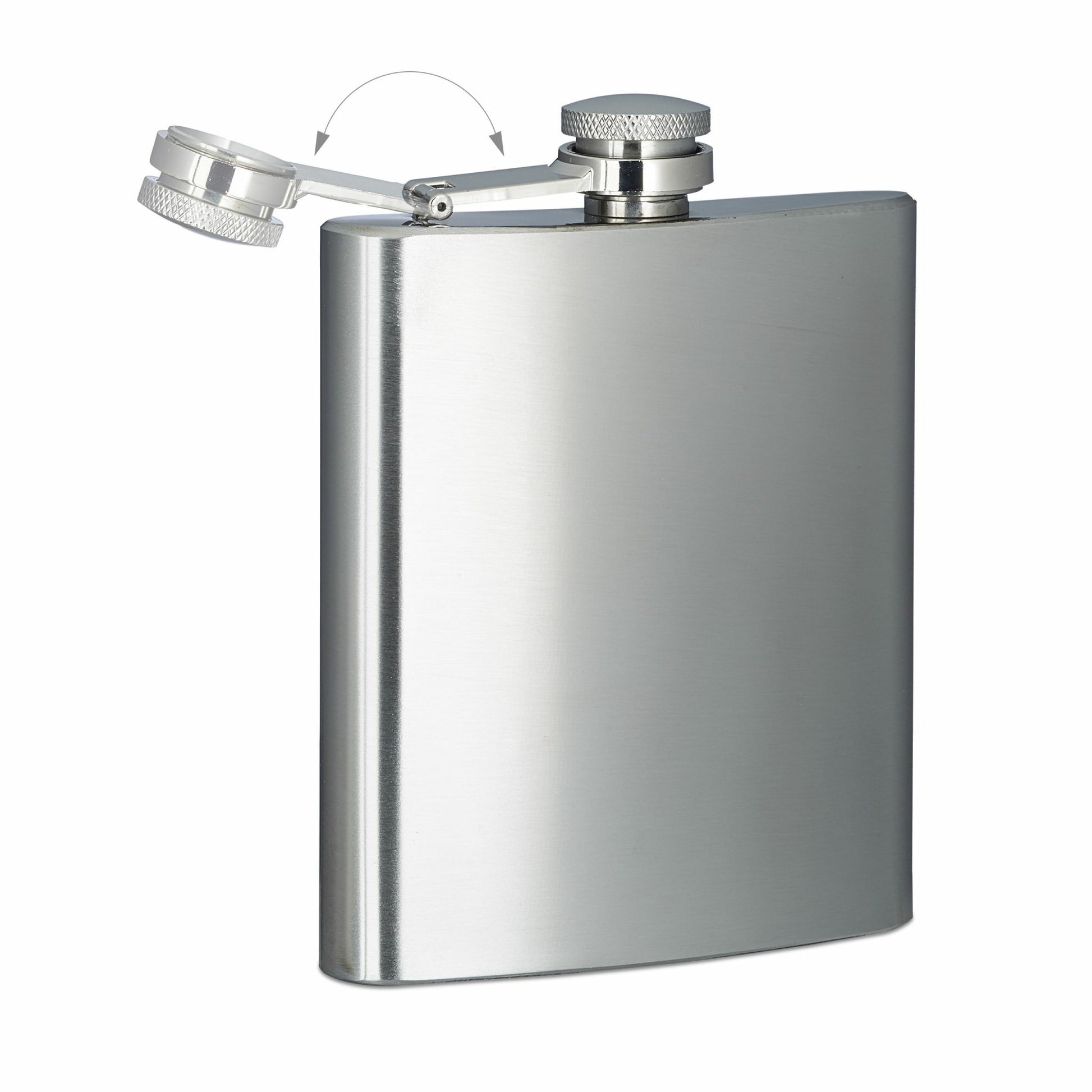 Relaxdays Flachmann – 200 ml, Edelstahl, 12 × 9 × 2 cm
