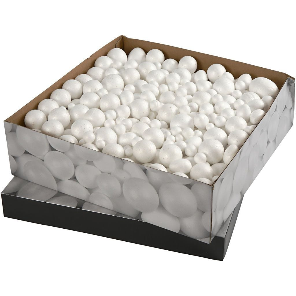 Creativ Company Styropor-Kugeln und -Eier, Polystyrol, Weiss, 550 Stk.
