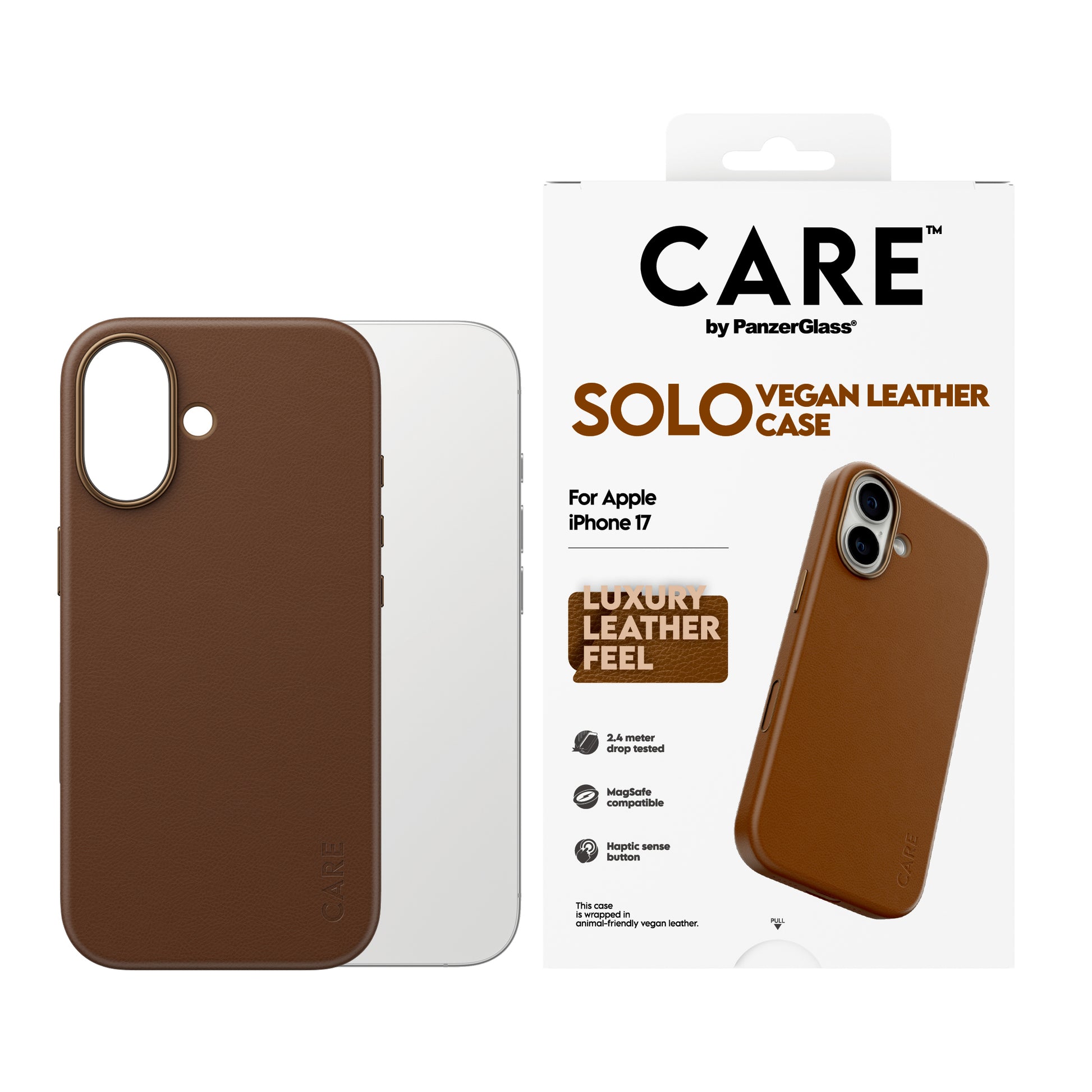 PanzerGlass CARE Solo Backcover – für Apple iPhone 17, PC, Braun