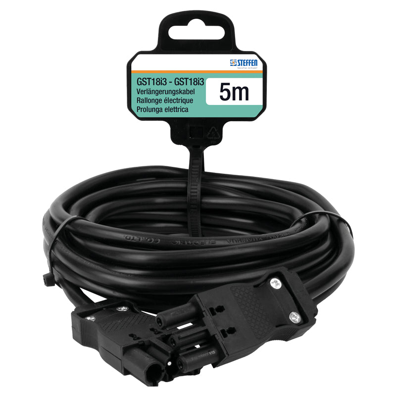 Steffen Verlängerungskabel – GST18I3–GST18I3, 5 m, 3×1,5 mm², schwarz