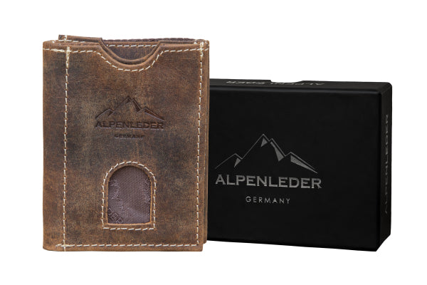 Alpenleder Brieftasche Pocket – 60 × 105 × 15 mm – Old Havanna – Leder