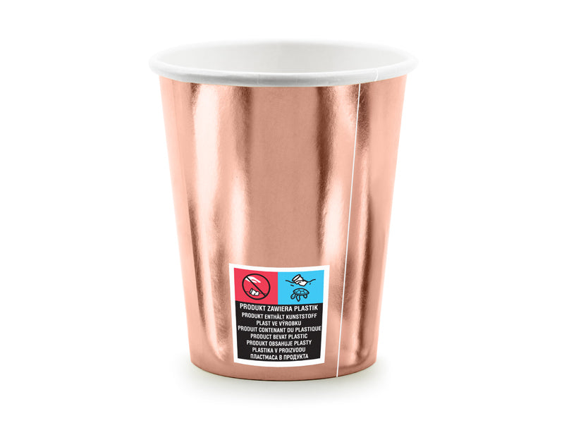 PartyDeco Becher, Papier – 2,6 dl, Roségold – 6 Stk.