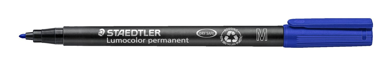 Staedtler Lumocolor 317 OHP-Marker – Rundspitze 1 mm – Blau – 10er-Pack – für Glas, Metall und Kunststoff