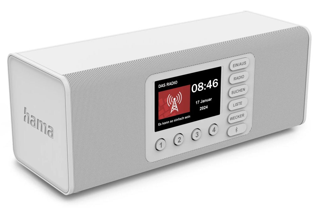 Hama DR2002 – Radiowecker DAB+/UKW, Bluetooth, 2 Weckzeiten – Weiss
