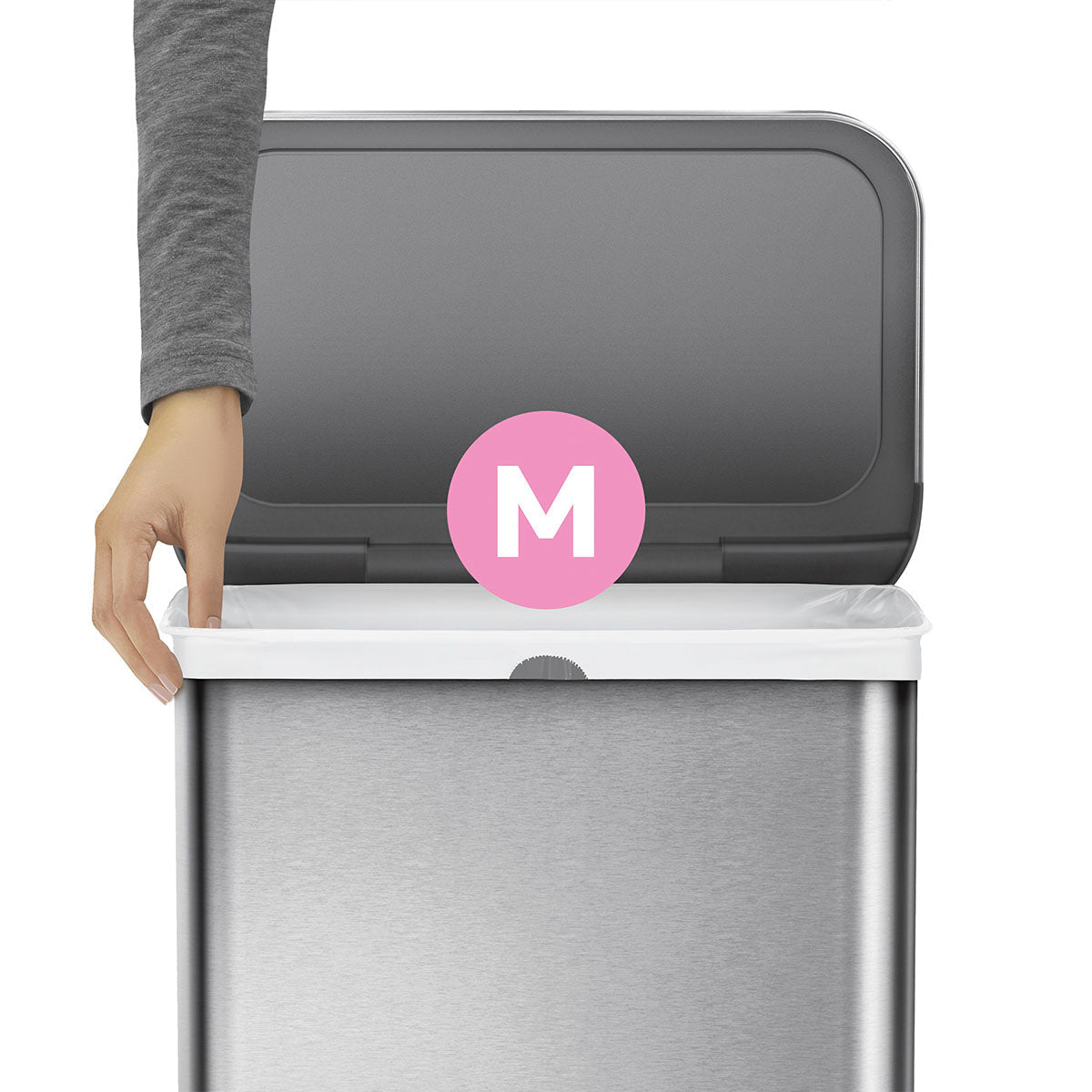 simplehuman Kehrichtsack für Code M – 45 l, mit Zugband, PE, weiss, 779 × 553 mm, 100 Stk