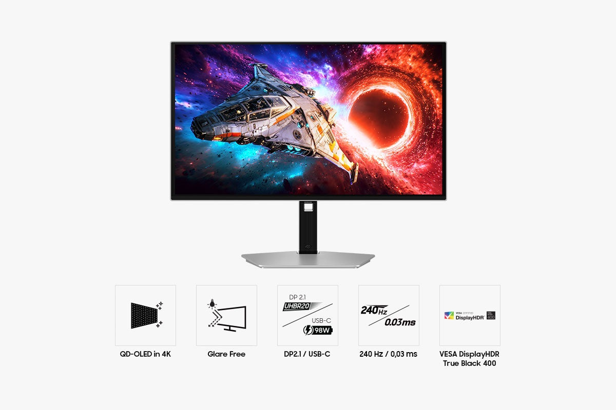 Samsung Odyssey G8 (G80SH) – 27", 3840 × 2160 (4K), OLED, 240 Hz, USB-C 98 W, DisplayHDR 400