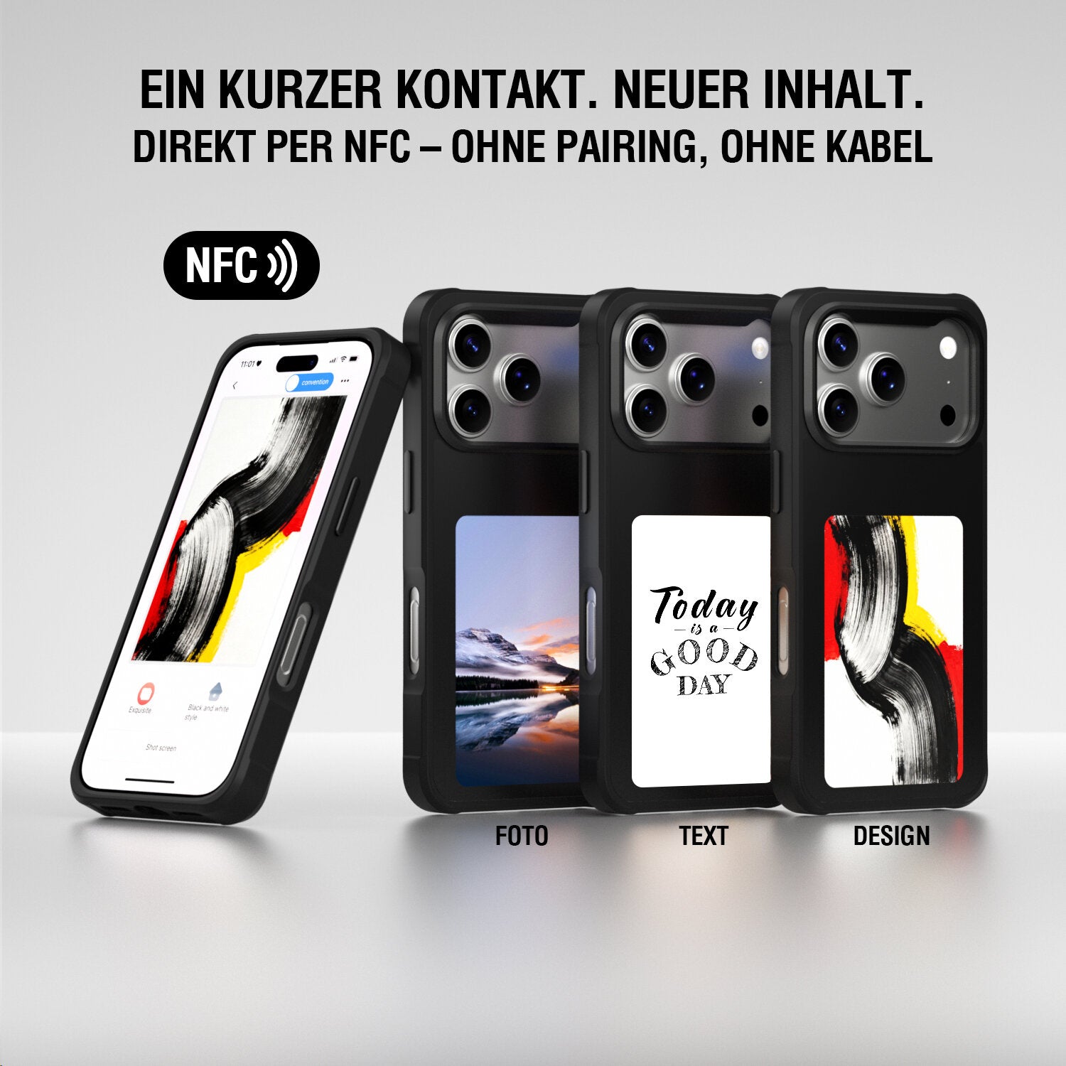 4smarts E-Ink Backcover für Apple iPhone 17 Pro, MagSafe, PC, Schwarz, NFC-Display