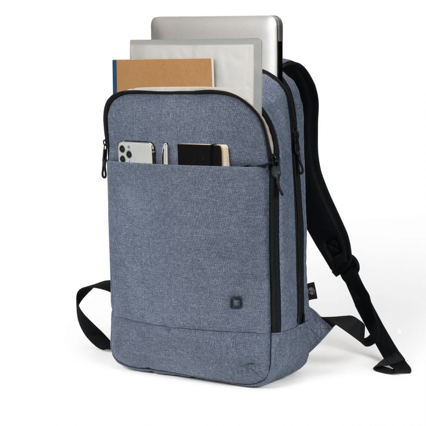 DICOTA Notebook-Rucksack Eco Backpack Slim MOTION – für 14,1", rPET-Polyester – Blue Denim, 270 × 410 × 100 mm