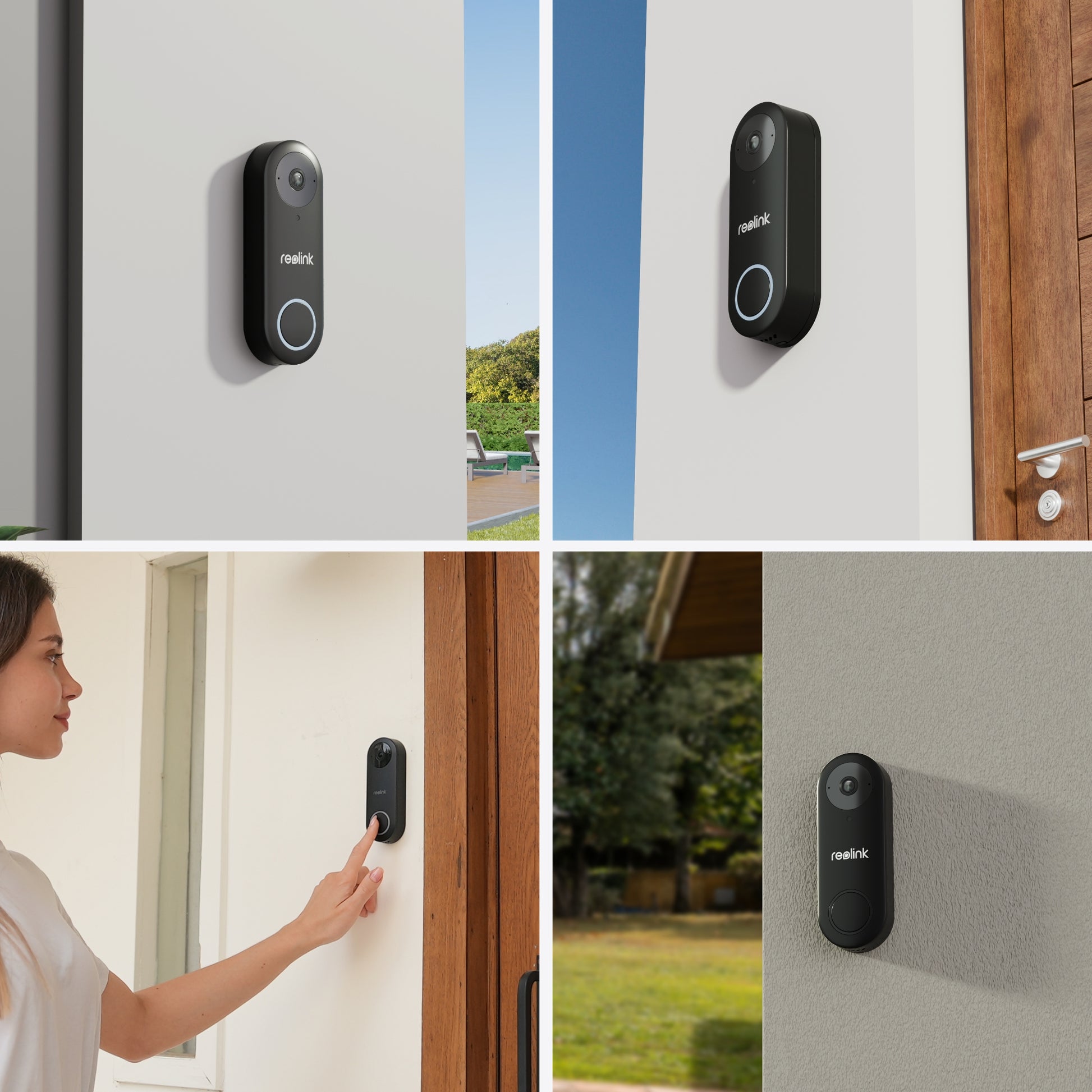 Reolink D340W Video-Türklingel – 5 MP, 134°/97°, IR, WLAN, IP65, Schwarz/Weiss