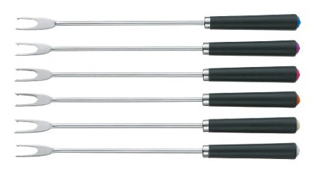 Kela Morena Fonduegabeln – 6er-Set, 24,5 cm, Edelstahl, Schwarz, für Käsefondue