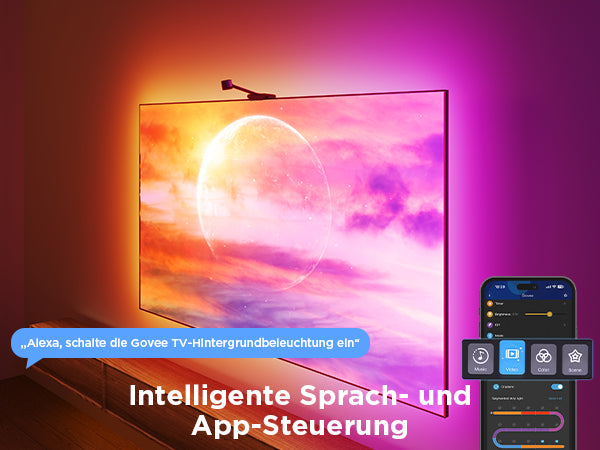 Govee Envisual H6098 TV-Backlight-Set – RGBIC, Wi‑Fi + Bluetooth – für 55–65" TVs – Schwarz