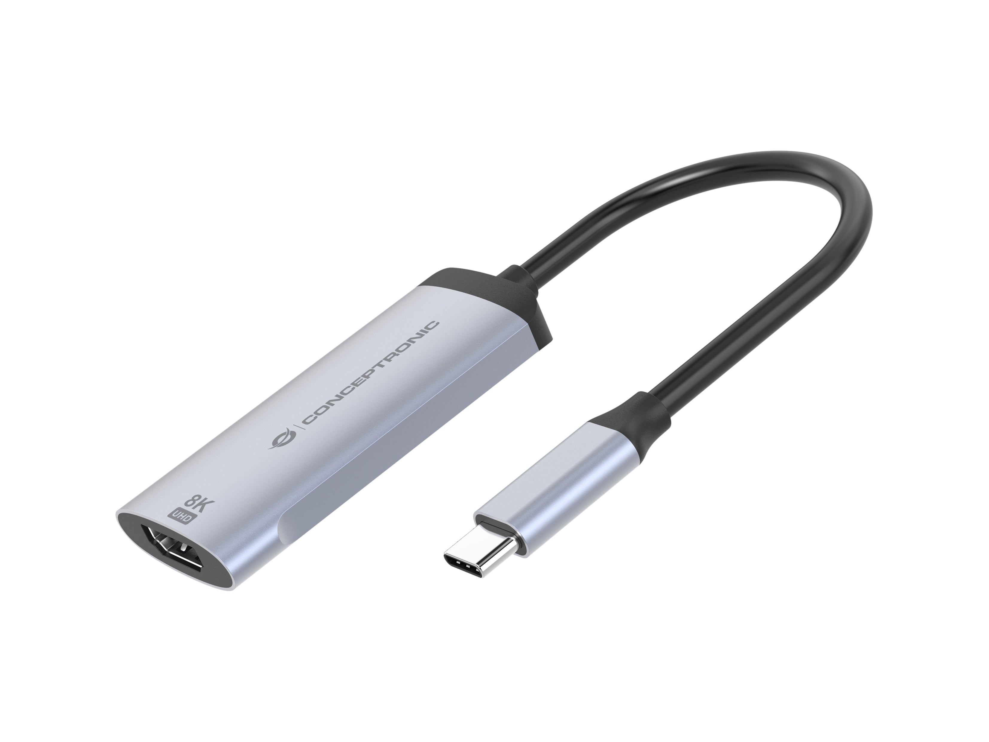 Conceptronic ABBY23G USB-C-zu-HDMI-Adapter – 8K (7680 × 4320) @ 60 Hz, HDMI 2.1, 0,15 m, Silber