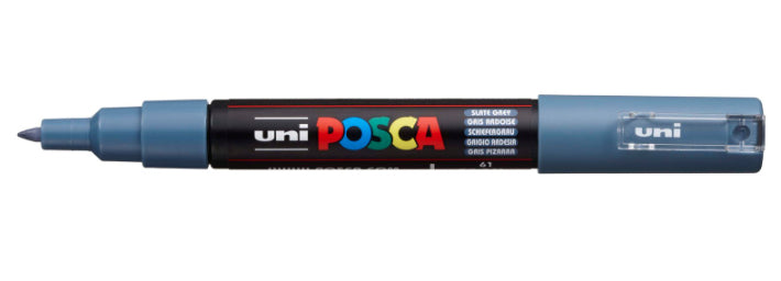 Uni-Ball POSCA Kreativ-/Pigmentmarker – Schiefergrau, feucht abwischbar, geruchlos – für viele Oberflächen
