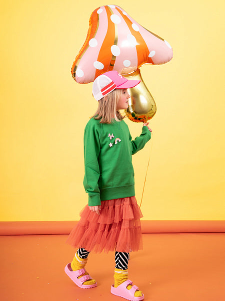 PartyDeco Folienballon Pilz – mehrfarbig – 77 × 95 cm – 1 Stk – mit Helium befüllbar