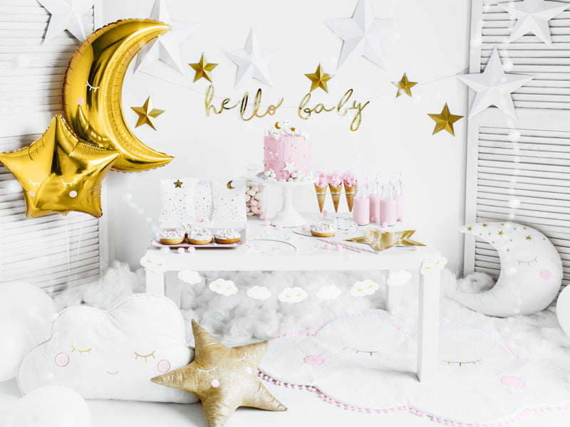 PartyDeco Folienballon Mond – Gold – Ø 60 cm – Folie – 1 Stk – mit Helium befüllbar
