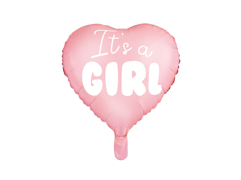 PartyDeco Folienballon Baby (Herz) – Rosa/Weiss – Ø 45 cm – Folie – 1 Stück – mit Helium befüllbar