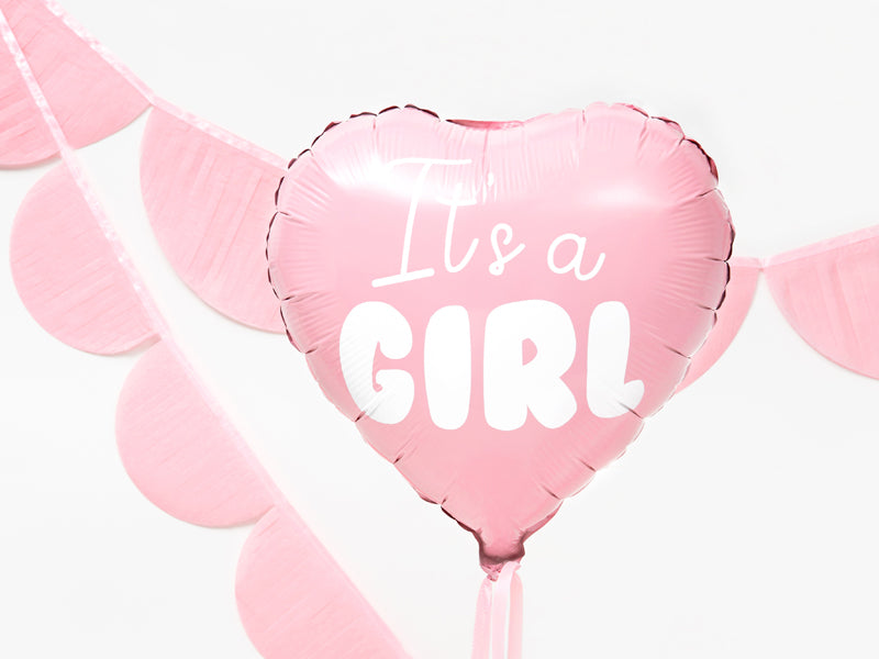 PartyDeco Folienballon Baby (Herz) – Rosa/Weiss – Ø 45 cm – Folie – 1 Stück – mit Helium befüllbar