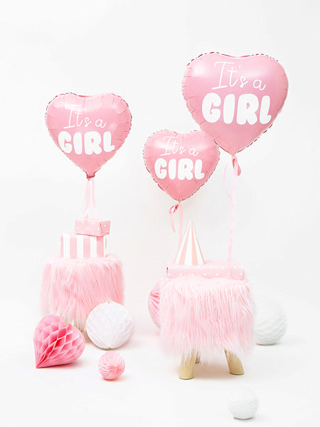 PartyDeco Folienballon Baby (Herz) – Rosa/Weiss – Ø 45 cm – Folie – 1 Stück – mit Helium befüllbar