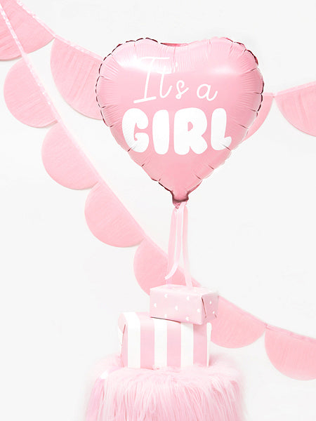 PartyDeco Folienballon Baby (Herz) – Rosa/Weiss – Ø 45 cm – Folie – 1 Stück – mit Helium befüllbar