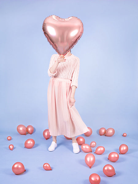 PartyDeco Folienballon – Herz – Ø 61 cm – Folie, Roségold, 1 Stück