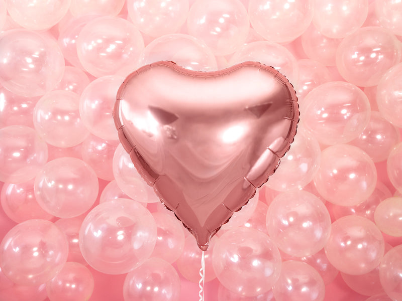 PartyDeco Folienballon – Herz – Ø 61 cm – Folie, Roségold, 1 Stück