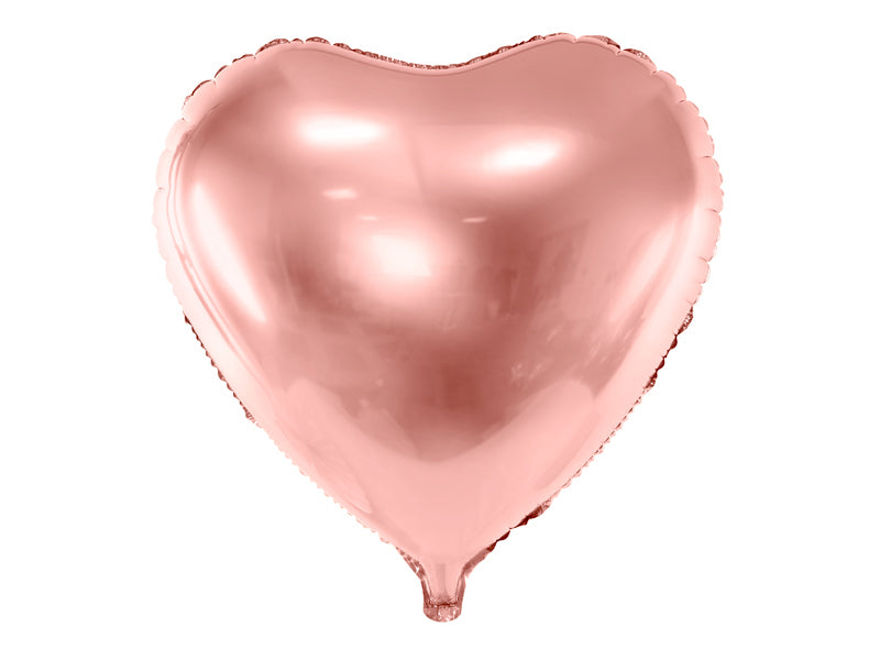 PartyDeco Folienballon – Herz – Ø 61 cm – Folie, Roségold, 1 Stück